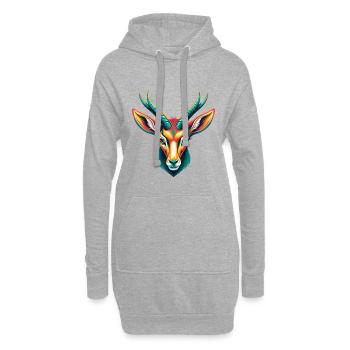 Antilope Niedlich Kawaii Cartoon Clipart Tier Gesicht - Hoodie-Kleid - Grau meliert - Vorne