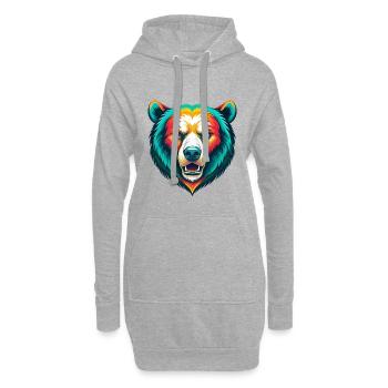 Bär Niedliches Kawaii Cartoon Clipart Tier Gesicht - Hoodie-Kleid - Grau meliert - Vorne