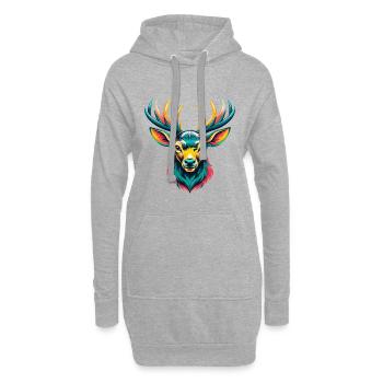 Hirsch Niedlich Kawaii Cartoon Clipart Tier Gesicht - Hoodie-Kleid - Grau meliert - Vorne