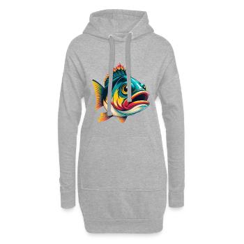 Fisch Niedlich Kawaii Cartoon Clipart Tier Gesicht - Hoodie-Kleid - Grau meliert - Vorne