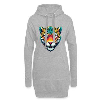léopard mignon kawaii dessin animé clipart visage d’animal - Sweat-shirt à capuche long Femme - gris chiné - Devant