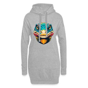 Komodo Niedliche Kawaii Cartoon Clipart Tier Gesicht - Hoodie-Kleid - Grau meliert - Vorne