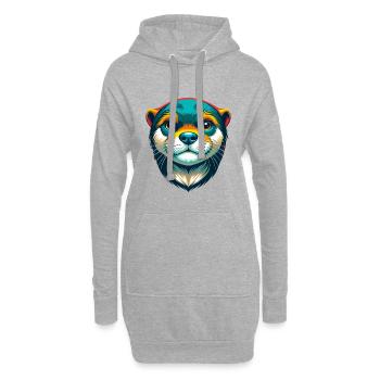 loutre mignon kawaii dessin animé clipart visage d’animal - Sweat-shirt à capuche long Femme - gris chiné - Devant