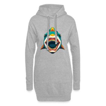 requin mignon kawaii dessin animé clipart visage d’animal - Sweat-shirt à capuche long Femme - gris chiné - Devant