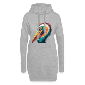 Pelikan Niedliches Kawaii Cartoon Clipart Tier Gesicht - Hoodie-Kleid - Grau meliert - Vorne