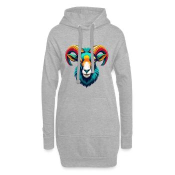 Ram Niedliches Kawaii Cartoon Clipart Tier Gesicht - Hoodie-Kleid - Grau meliert - Vorne
