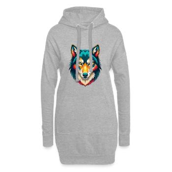 Wolf Niedlich Kawaii Cartoon Clipart Tier Gesicht - Hoodie-Kleid - Grau meliert - Vorne