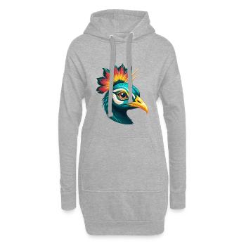 Pfau Niedliches Kawaii Cartoon Clipart Tier Gesicht - Hoodie-Kleid - Grau meliert - Vorne