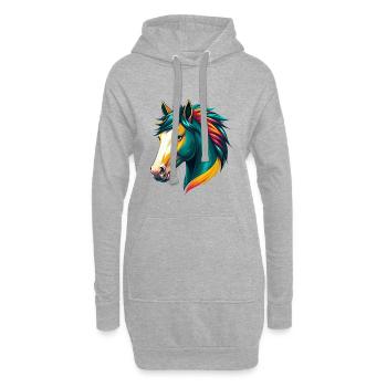 Pferd Niedlich Kawaii Cartoon Clipart Tier Gesicht - Hoodie-Kleid - Grau meliert - Vorne