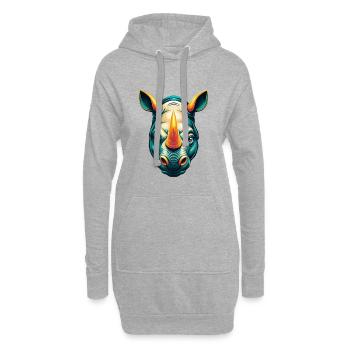 rhinocéros mignon kawaii dessin animé clipart visage d’animal - Sweat-shirt à capuche long Femme - gris chiné - Devant