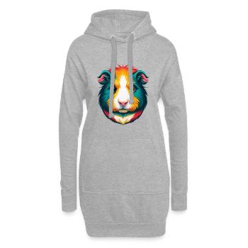 Cochon d’Inde mignon Kawaii dessin animé Clipart Visage d’animal - Sweat-shirt à capuche long Femme - gris chiné - Devant