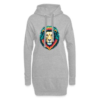 Löwe Niedlich Kawaii Cartoon Clipart Tier Gesicht - Hoodie-Kleid - Grau meliert - Vorne