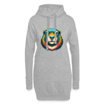 Murmeltier Niedliches Kawaii Cartoon Clipart Tier Gesicht - Hoodie-Kleid - Grau meliert - Vorne