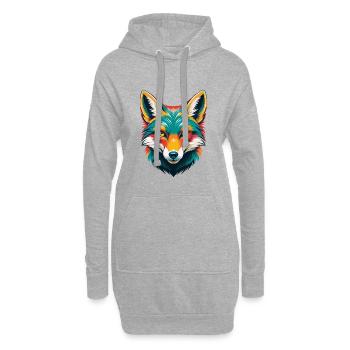 Fuchs Niedlich Kawaii Cartoon Clipart Tier Gesicht - Hoodie-Kleid - Grau meliert - Vorne
