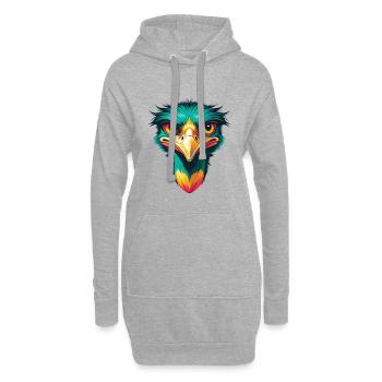 émeu mignon kawaii dessin animé clipart visage d’animal - Sweat-shirt à capuche long Femme - gris chiné - Devant