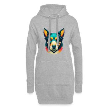 Hund Niedlich Kawaii Cartoon Clipart Tier Gesicht - Hoodie-Kleid - Grau meliert - Vorne