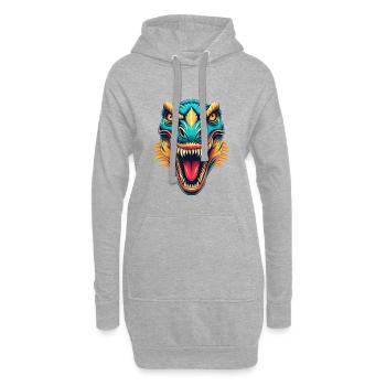 Dinosaurier Niedlich Kawaii Cartoon Clipart Tier Gesicht - Hoodie-Kleid - Grau meliert - Vorne