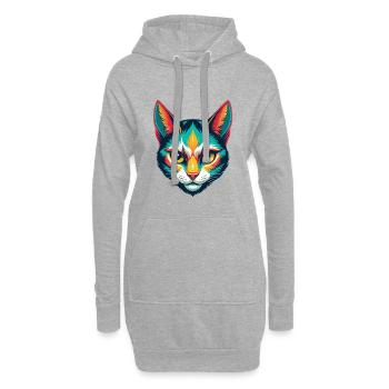 Katze Niedlich Kawaii Cartoon Clipart Tier Gesicht - Hoodie-Kleid - Grau meliert - Vorne