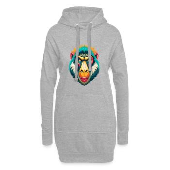 Pavian Niedliches Kawaii Cartoon Clipart Tier Gesicht - Hoodie-Kleid - Grau meliert - Vorne
