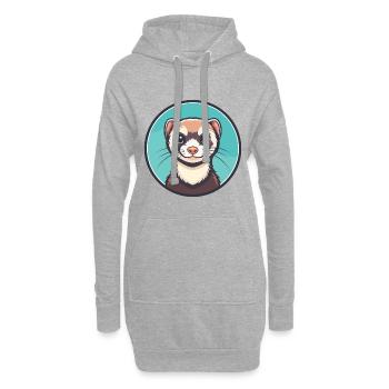 Frettchen Kawaii Cartoon Figur Tier Haustier Gesicht - Hoodie-Kleid - Grau meliert - Vorne