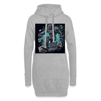 Analogo vibes AI robot Art - Sweat-shirt à capuche long Femme - gris chiné - Devant
