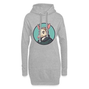 tatou kawaii dessin animé personnage animal visage d’animal - Sweat-shirt à capuche long Femme - gris chiné - Devant