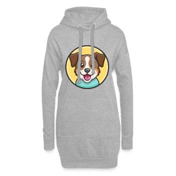 Illustration clipart kawaii de dessin animé de race de chien Aidi - Sweat-shirt à capuche long Femme - gris chiné - Devant