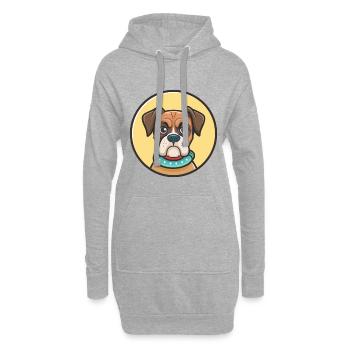 Boxer Hund Rasse Cartoon Kawaii Clipart Tier Haustier - Hoodie-Kleid - Grau meliert - Vorne