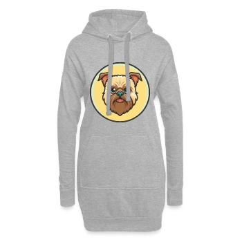 Griffon de Bruxelles Race de chien Dessin animé Kawaii Clipart - Sweat-shirt à capuche long Femme - gris chiné - Devant