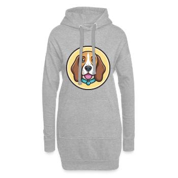 Chien de chasse finlandais race dessin animé Kawaii Clipart animal de compagnie - Sweat-shirt à capuche long Femme - gris chiné - Devant