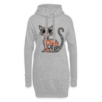Crazy Cat Lady - Sweat-shirt à capuche long Femme - gris chiné - Devant