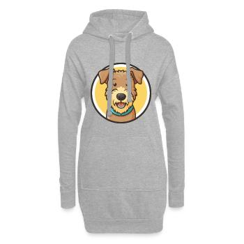 Lakeland Terrier Chien Race Dessin animé Kawaii Clipart - Sweat-shirt à capuche long Femme - gris chiné - Devant