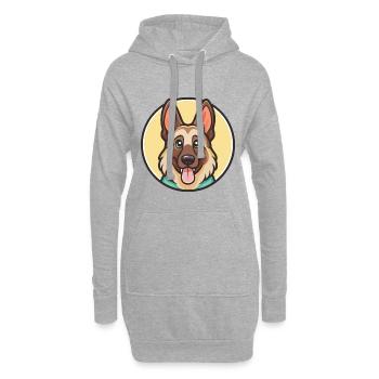 German Shepherd Dog Breed Cartoon Kawaii Clipart - Hoodie Dress - heather grey - Front