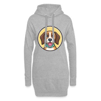 Lévrier letton chien race dessin animé Kawaii Clipart animal de compagnie - Sweat-shirt à capuche long Femme - gris chiné - Devant