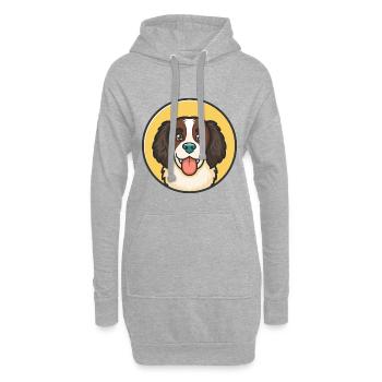 Landseer Chien Race Coloré Dessin animé Kawaii Clipart - Sweat-shirt à capuche long Femme - gris chiné - Devant