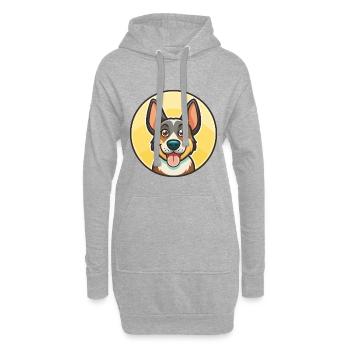 Chien de chasse lituanien race dessin animé Kawaii Clipart - Sweat-shirt à capuche long Femme - gris chiné - Devant