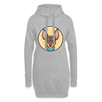 Prague Ratter Chien Race Dessin animé Kawaii Clipart Animal de compagnie - Sweat-shirt à capuche long Femme - gris chiné - Devant