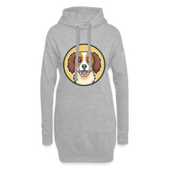 Nederlandse Kooikerhondje Race de chien Dessin animé Kawaii - Sweat-shirt à capuche long Femme - gris chiné - Devant