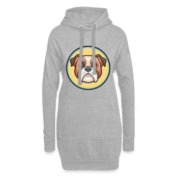 Vieux bouledogue anglais chien race drôle dessin animé Kawaii - Sweat-shirt à capuche long Femme - gris chiné - Devant