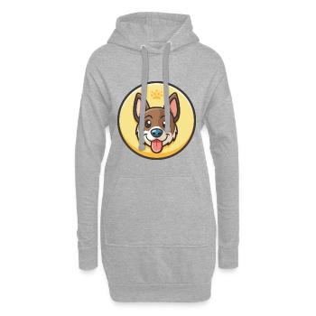 Nouvelle-Zélande Tête Chien Race Drôle Dessin Animé Kawaii - Sweat-shirt à capuche long Femme - gris chiné - Devant