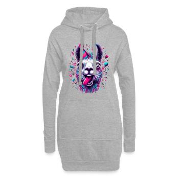 Party Lama feiern Geschenk - Hoodie-Kleid - Grau meliert - Vorne