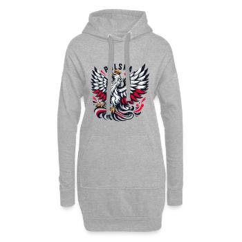 Pologne Polska Polonais Rouge Blanc Aigle Couronne Cadeau - Sweat-shirt à capuche long Femme - gris chiné - Devant
