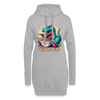 Mignon T-Rex Ramen Dinosaure Cadeau - Sweat-shirt à capuche long Femme - gris chiné - Devant