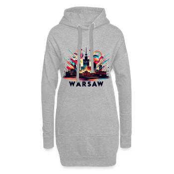 Varsovie Capitale Pologne Cadeau - Sweat-shirt à capuche long Femme - gris chiné - Devant