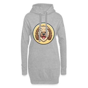 Illustration clipart kawaii de dessin animé de race de chien Puli - Sweat-shirt à capuche long Femme - gris chiné - Devant