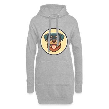 Rottweiler chien race dessin animé Kawaii Clipart Animal - Sweat-shirt à capuche long Femme - gris chiné - Devant