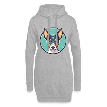 Decker Rat Terrier Chien Race Dessin Animé Kawaii - Sweat-shirt à capuche long Femme - gris chiné - Devant