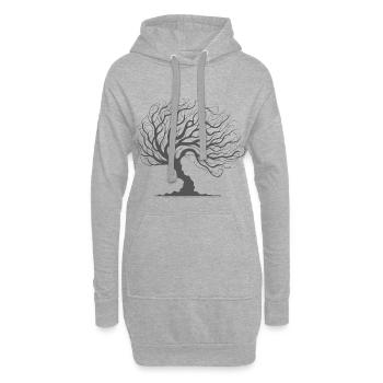 Skurriler Baum des Lebens - Hoodie-Kleid - Grau meliert - Vorne