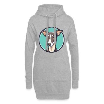 Lévrier italien chien race dessin animé Kawaii Clipart - Sweat-shirt à capuche long Femme - gris chiné - Devant