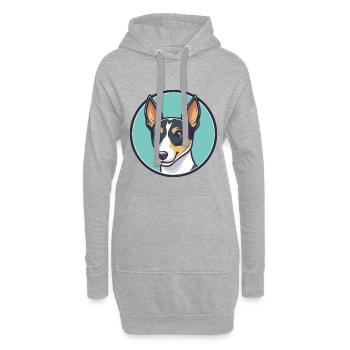 Miniature Fox Terrier Chien Race Dessin animé Kawaii Pet - Sweat-shirt à capuche long Femme - gris chiné - Devant